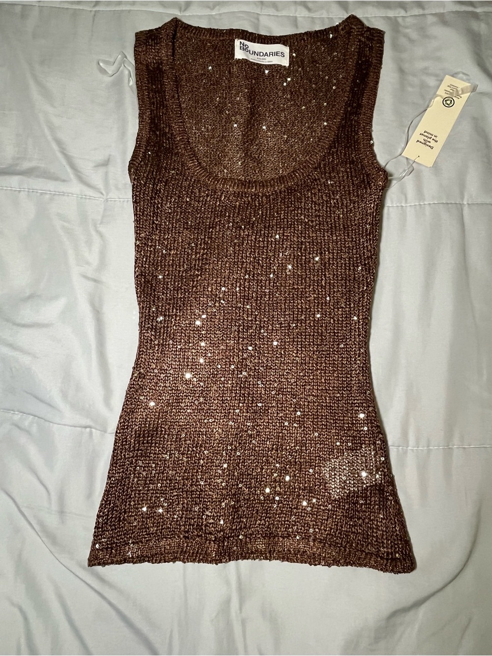 Women's  No Boundaries Sequin Sweater Tank Top New size XXS